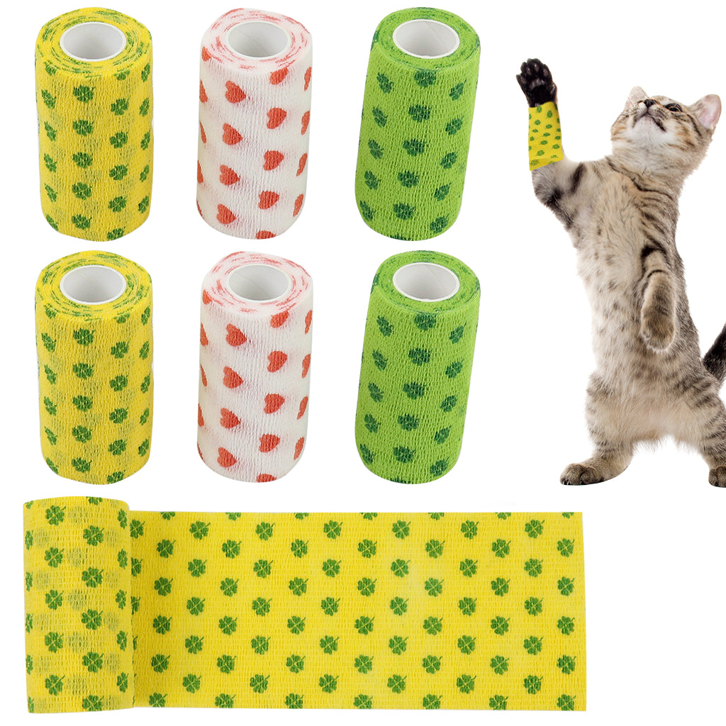 Qpets 6 Rolls Pet Crepe Bandage Bitter Flavored Anti-lick Bandages Non-woven Stretchy Injury Recovery Bandage Cartoon Print Self Adhesive Bandage Wrap, 2.95 inches Wide x 14.76 ft Long Qpets 6 Rolls Pet Crepe Bandage Bitter Flavored Anti-lick Bandages Non-woven Stretchy Injury Recovery Bandage Cartoon Print Self Adhesive Bandage Wrap, 2.95 inches Wide x 14.76 ft Long